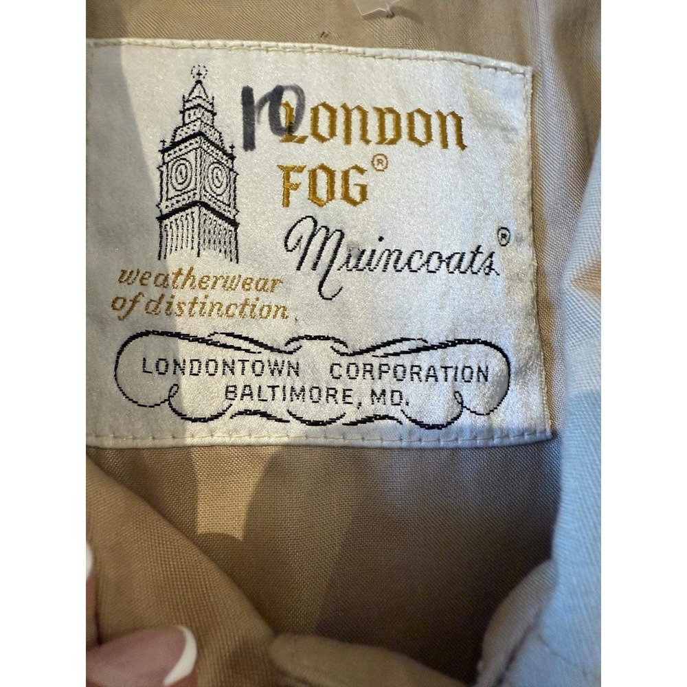 Vintage London Fog Maincoats Trench Coat Tan Beige Women's 12 Petite Belted - Picture 4 of 10